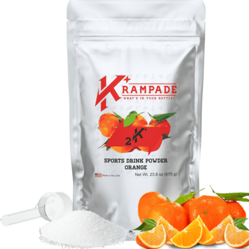 Kramapde 2K Orange contains 2000mg potassium and 200mg sodium. The potassium powered electrolytes prevent cramps including menstrual cramps, nighttime leg cramps, charlie horses, and athletic cramps. Plus enhance athletic performance, longer endurance, faster recovery, and optimize hydration.