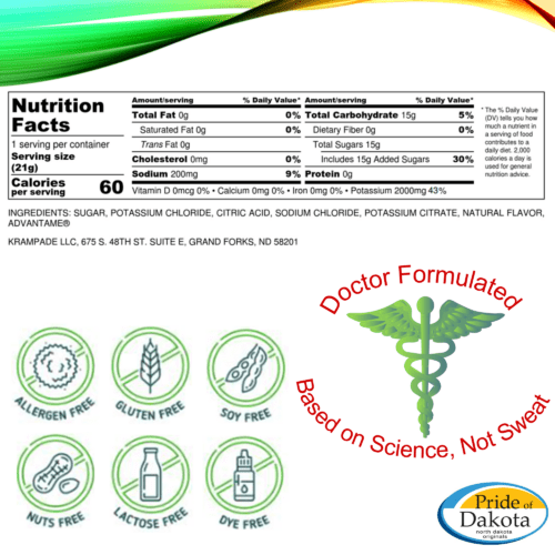 2000mg potassium supplement electrolyte powder low sugar lemon lime allergen free