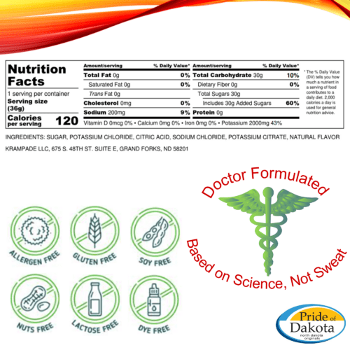 2000mg potassium supplement electrolyte powder single serving orange sports drink mix