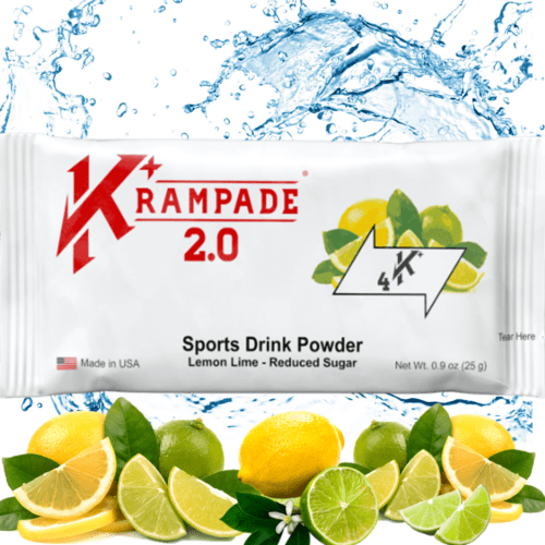 Krampade 2.0 4K reduced sugar has 4000mg potassium plus 60mg magnesium and 50mg sodium and is designed for instant cramp relief including menstrual cramps, nighttime leg cramps, athletic cramps and keep cramps away for hours.
