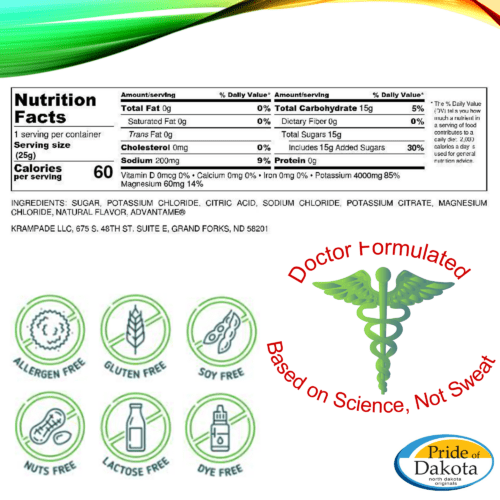 4000mg potassium 60mg magnesium supplement electrolyte powder instant cramp relief stop cramp defense