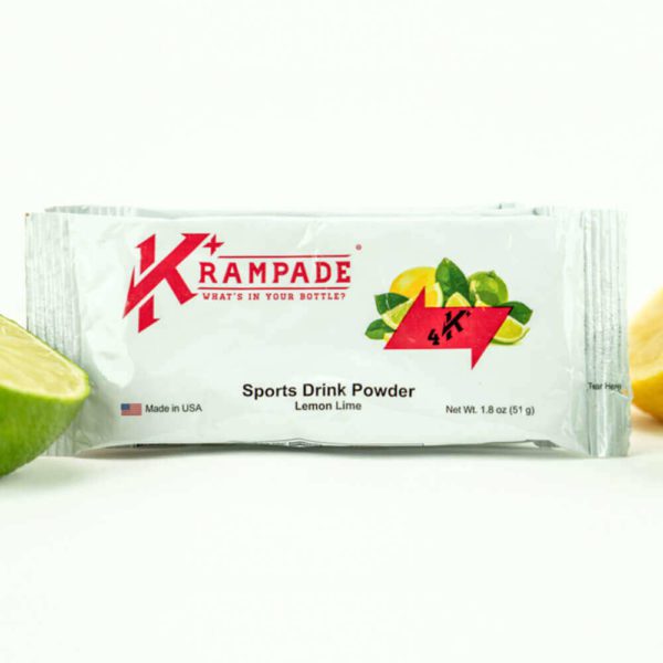Krampade Original 4K lemon lime flavor, single serving packet, 4000 mg of potassium per serving, designed for acute, active cramping commonly associated with athletics and athletes, instant cramp relief