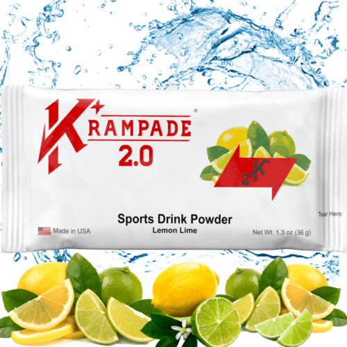 Krampade 2.0 2K Lemon Lime has 2000mg potassium, 50mg magnesium, and 50mg sodium. The potassium packed electrolytes in Krampade prevent cramps of all kinds including menstrual cramps, nighttime leg cramps, charlie horses, and athletic cramps. Plus, enhance athletic performance, increase endurance, and speed recovery while optimizing hydration