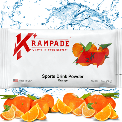Kramapde 2K Orange contains 2000mg potassium and 200mg sodium. The potassium powered electrolytes prevent cramps including menstrual cramps, nighttime leg cramps, charlie horses, and athletic cramps. Plus enhance athletic performance, longer endurance, faster recovery, and optimize hydration.