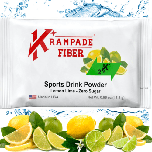 Krampade Fiber 2K Zero Sugar contains 9g prebiotic soluble fiber for enhanced probiotic gut health plus 2000mg potassium, 50mg magnesium, and 50mg sodium for cramp prevention and relief, enhanced athletic performance, increased endurance, and faster recovery. Increases satiety to enhance weight loss